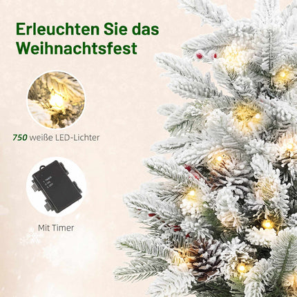 Mini Christmas Tree 60 cm with 35 LED Lights and Snow Effect, Timer, White
