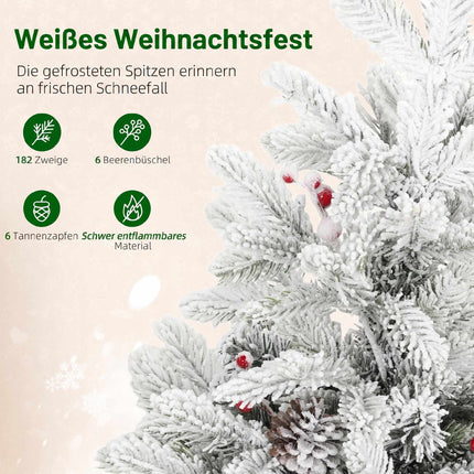 Mini Christmas Tree 60 cm with 35 LED Lights and Snow Effect, Timer, White
