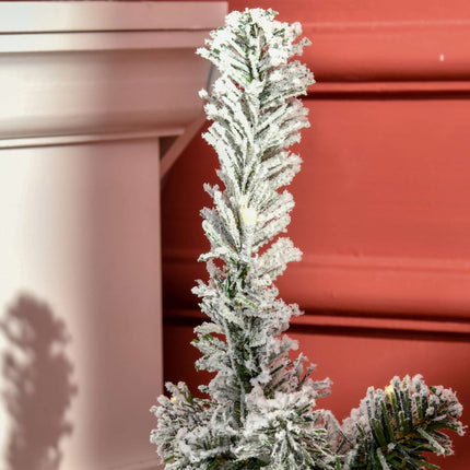Mini Christmas Tree 90 cm with 60 LEDs and Artificial Snow, Green, White