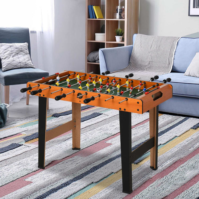 Masă mini de fotbal de masă cu tije din oțel inoxidabil, 84,5x40x61,2 cm, neagră