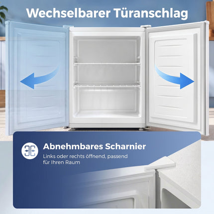 Mini Freezer 59 L with Adjustable Temperature, Reversible Door, White