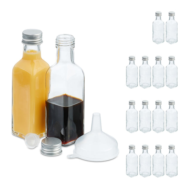Mini sticle de sticla cu capac filetat - Set 100 ml