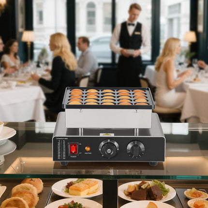 Mini Pancake Maker, 25-Cavity 43mm, Temp Timer Control