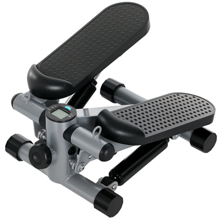 Mini stepper 2 în 1 pentru acasă cu frânghii electrice, leagăn în sus în jos cu afișaj LCD, antrenor de acasă cu pas până la 100 kg pentru antrenamentul picioarelor/brațelor, exercițiu de fitness la birou la domiciliu, gri |