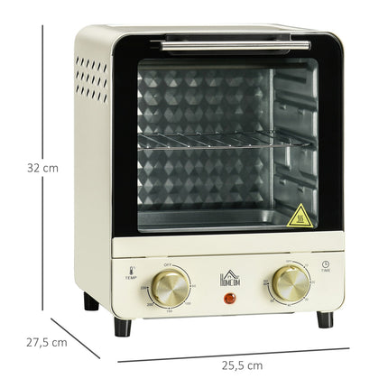 Cuptor mini 15L, temporizator 1 ora, 60-230°C, cuptor pizza cu aer circulat, 1000 W, cuptor mini cu set tava, tava pesmet, alb crem