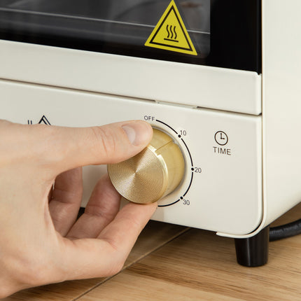 Cuptor mini 15L, temporizator 1 ora, 60-230°C, cuptor pizza cu aer circulat, 1000 W, cuptor mini cu set tava, tava pesmet, alb crem