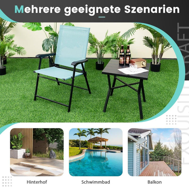 Set de 2 scaune pliabile de terasă verde mentă – 65x60x93 cm