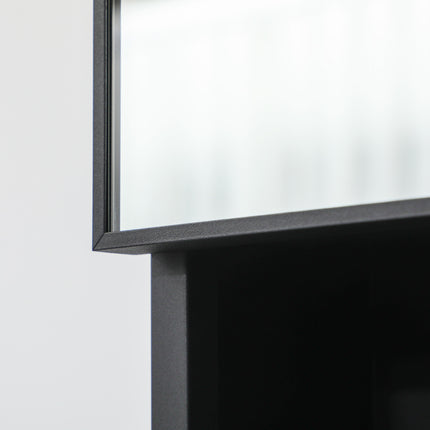 Black bathroom mirror cabinet, 5-tier double door, 60x13.5x70cm