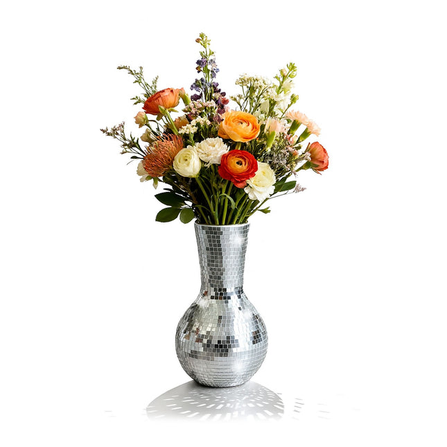 Vază mozaic cu oglindă, 28 cm – Decor din sticlă reflectorizantă