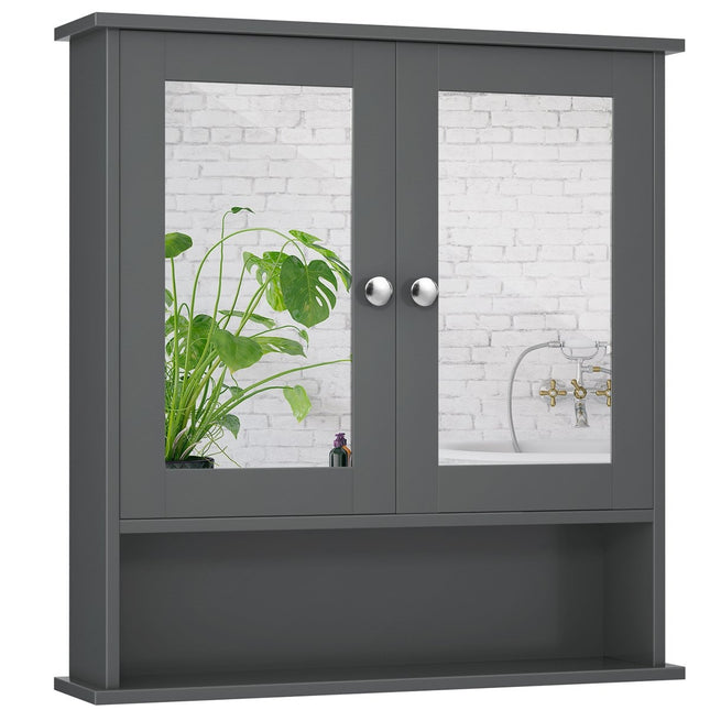 Dulap cu oglindă dulap baie dulap de perete 56,5 x 13,5 x 58,5 cm gri