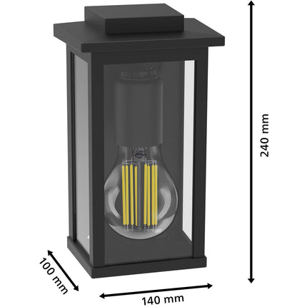 Mirth Wall light (E27 socket) IP44 Aluminium/Glass Black