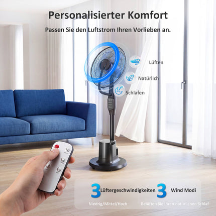 Ventilator cu piedestal, 70° oscilație, 3 viteze, rezervor de 3,5 l