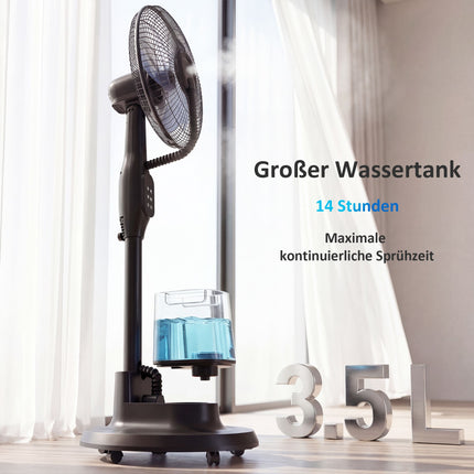 Ventilator cu piedestal, 70° oscilație, 3 viteze, rezervor de 3,5 l