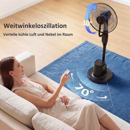 Ventilator cu piedestal, 70° oscilație, 3 viteze, rezervor de 3,5 l