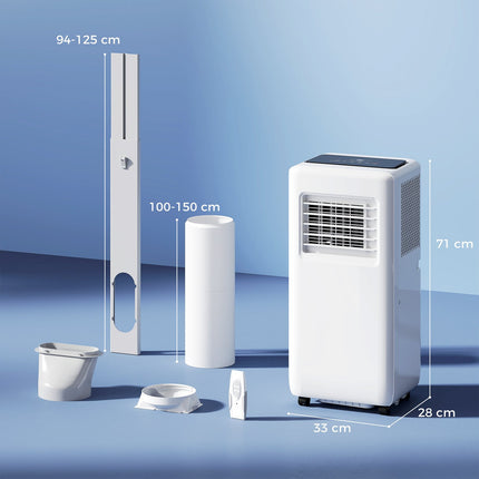 Aer condiționat mobil Aer condiționat 3 în 1 cu răcire, dezumidificator, ventilator, furtun de evacuare, răcitor de aer automat de 9000 BTU cu telecomandă, temporizator, blocare pentru copii, alb |