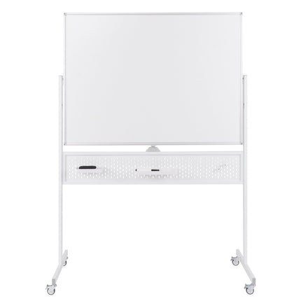 Tablă albă mobilă cu două fețe 120x90 cm cu suport și roți