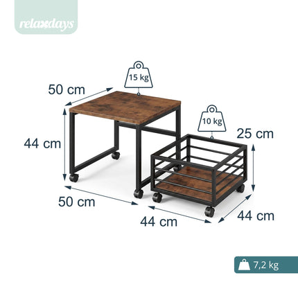 Suport mobil mini pentru frigider cu coș, maro, 44x50x50 cm