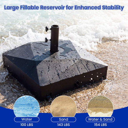 Bază mobilă pentru umbrelă de terasă, 70 kg, neagră, HDPE, roți