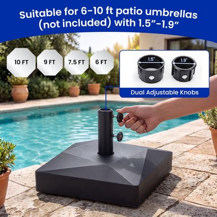 Bază mobilă pentru umbrelă de terasă, 70 kg, neagră, HDPE, roți
