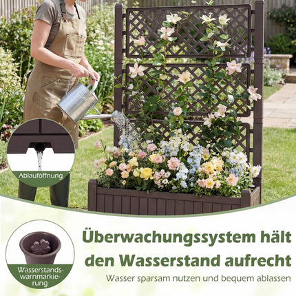Jardinieră mobilă cu spalier și drenaj, maro, 80x40x140 cm