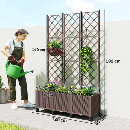 Jardinieră mobilă cu spalier, cu auto-udare, 120x40x192 cm