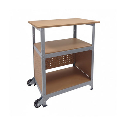 Banc de lucru mobil cu roți, placă perforată, înălțime reglabilă