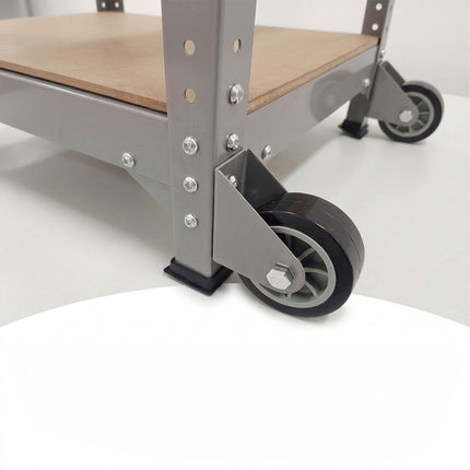 Banc de lucru mobil cu roți, placă perforată, înălțime reglabilă