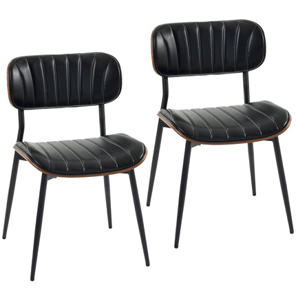 Scaune de sufragerie moderne din piele PU neagră, set de 2