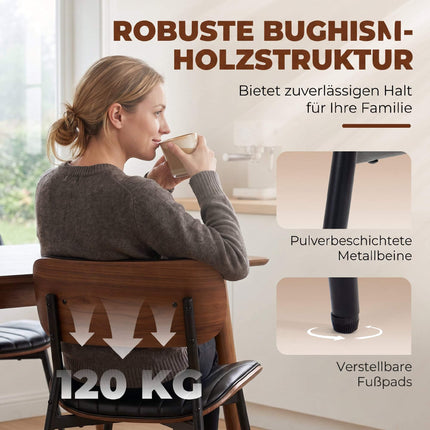 Scaune de sufragerie moderne din piele PU neagră, set de 2