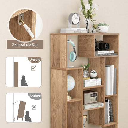 Raft de cărți modern cu rafturi deschise și design anti-răsturnare