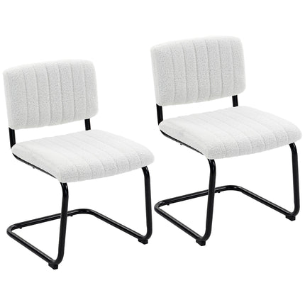 Set de 2 scaune de sufragerie moderne, fleece crem Teddy