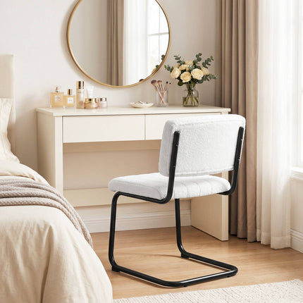 Set de 2 scaune de sufragerie moderne, fleece crem Teddy