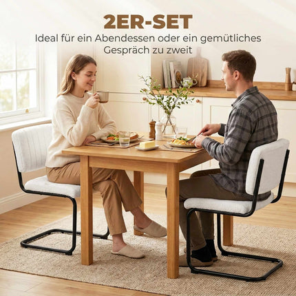 Set de 2 scaune de sufragerie moderne, fleece crem Teddy