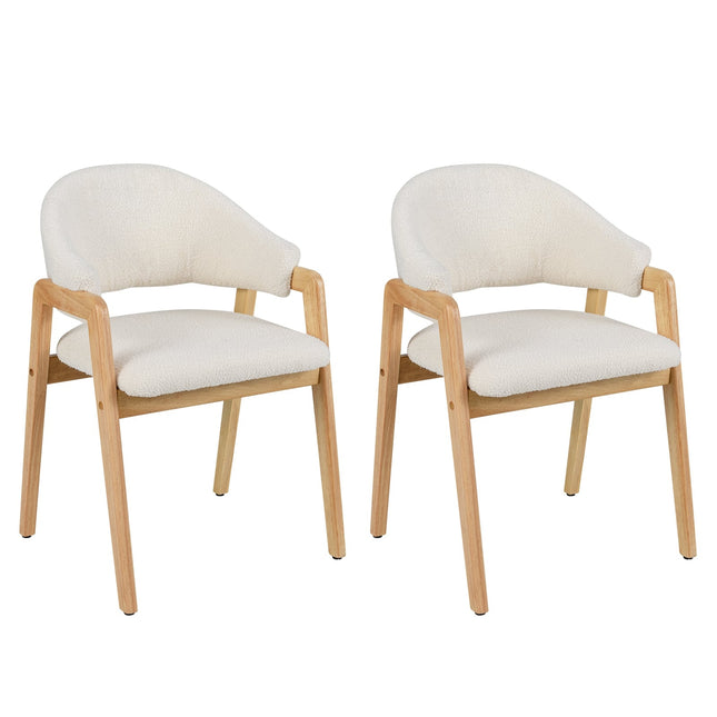 Set de 2 scaune de sufragerie moderne, șezut căptușit, alb