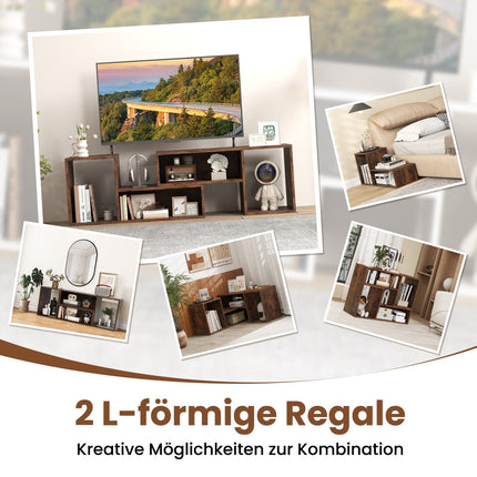 Suport TV modular cu rafturi în formă de L pentru televizoare de 60"