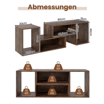 Suport TV modular cu rafturi în formă de L pentru televizoare de 60"
