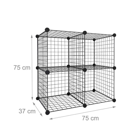 Set de rafturi modulare din sârmă tip cub – Depozitare metalică cu prindere prin clic