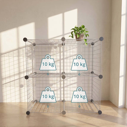 Set de rafturi modulare din sârmă tip cub – Metal, fixare prin clic