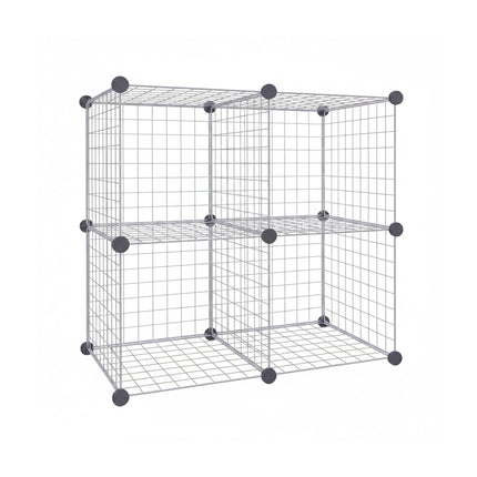 Set de rafturi modulare din sârmă tip cub – Metal, fixare prin clic