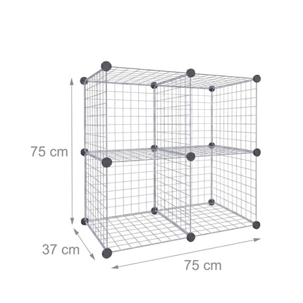 Set de rafturi modulare din sârmă tip cub – Metal, fixare prin clic