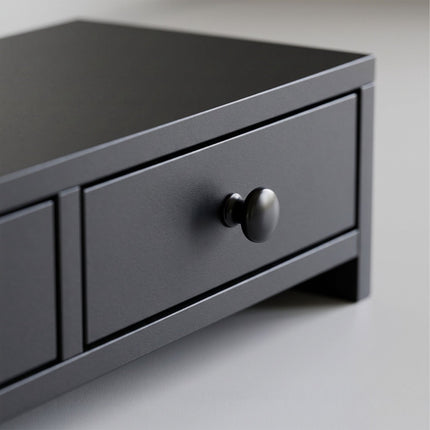 Suport monitor cu 2 sertare, MDF negru, 47 cm