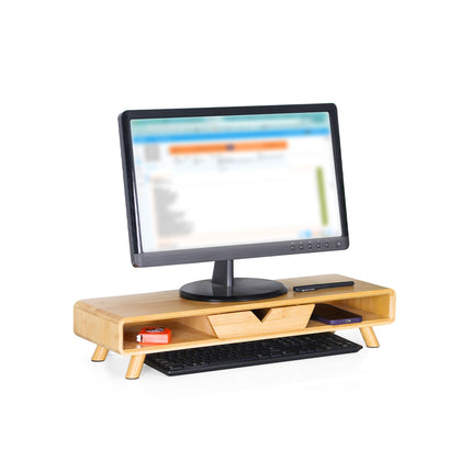 Suport monitor cu sertar – Bambus, design ergonomic