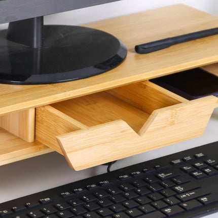 Suport monitor cu sertar – Bambus, design ergonomic