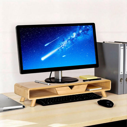 Suport monitor cu sertar – Bambus, design ergonomic