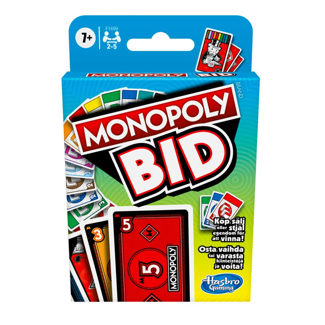 Joc de cărți Monopoly Bid (în limbile finlandeză și suedeză)