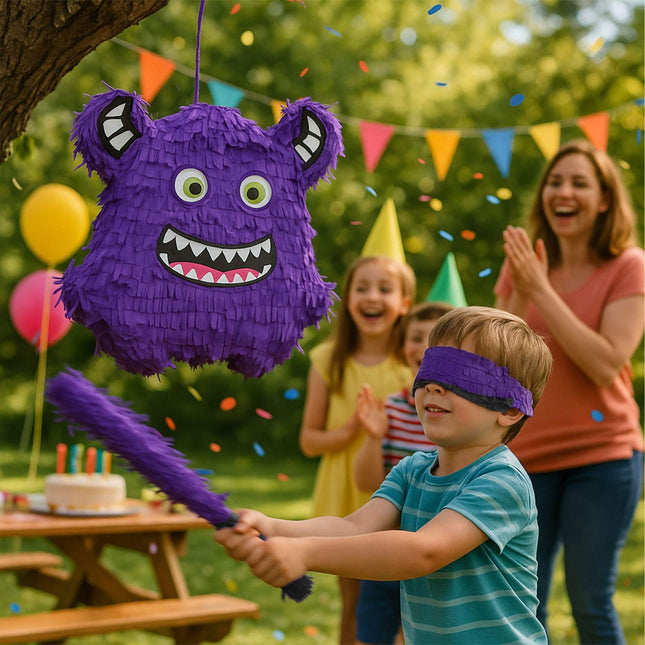 Set de piñata monstru cu bâtă și mască pentru copii