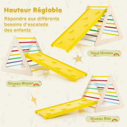 Set de cățărat Montessori 5 în 1 din lemn cu tobogan, 60 kg