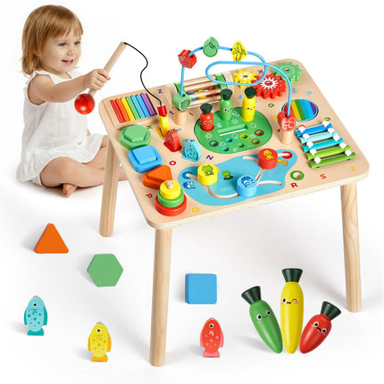 Montessori Activity Table, 13-in-1 Wooden, 6-36 Months