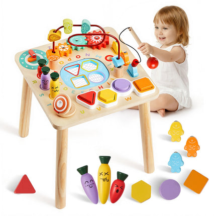 Montessori Activity Table, 8-in-1 Wooden, 6-36 Months