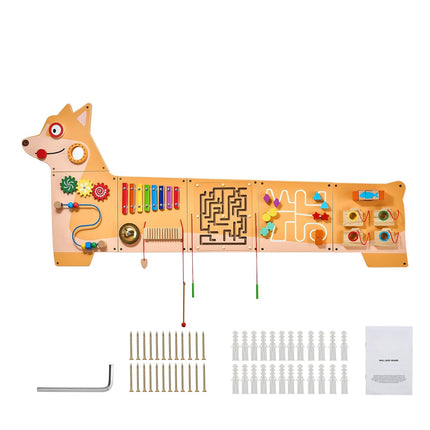 Montessori Activity Wall Busy Board, 12 Games, Puppy